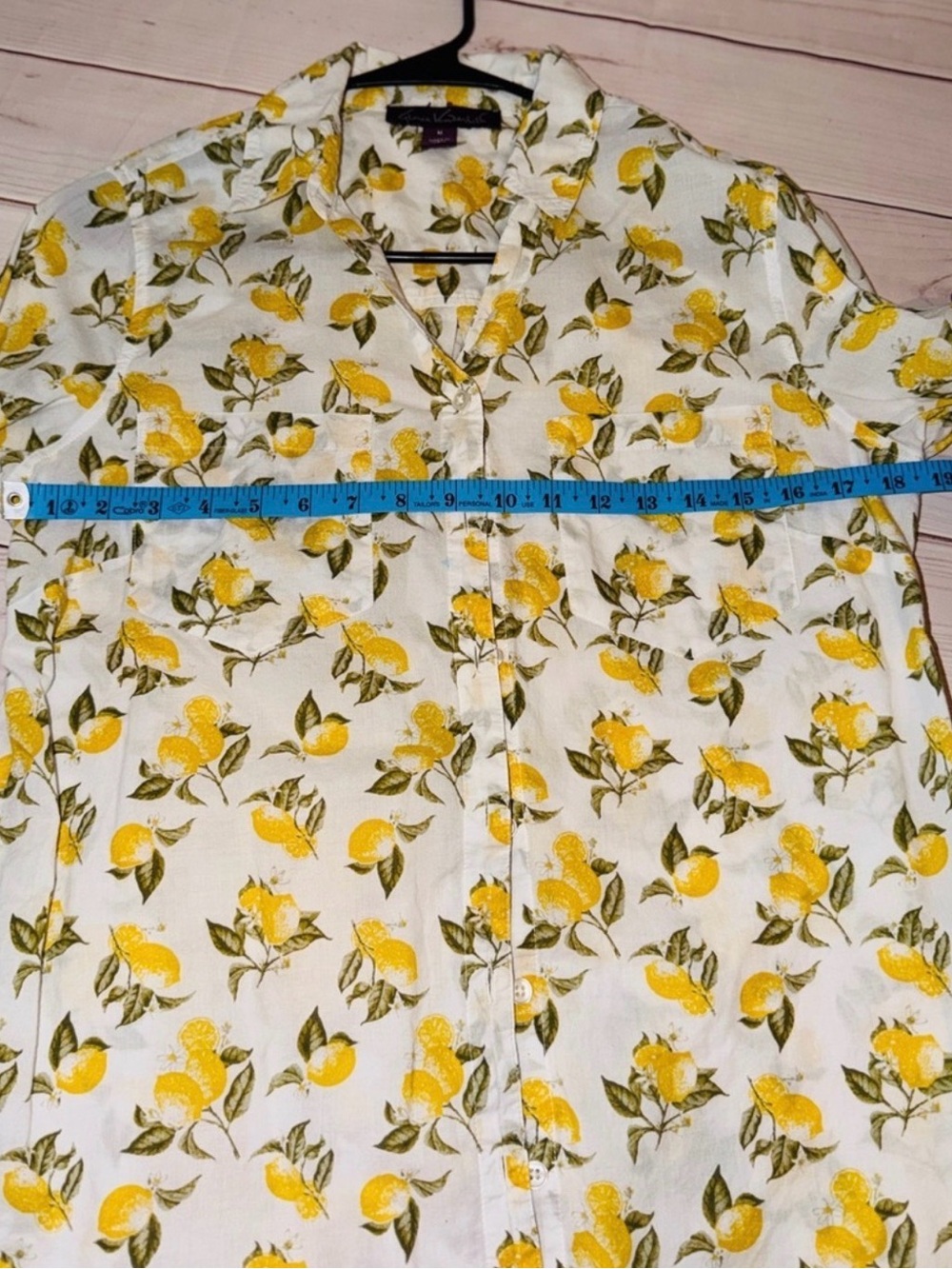 Gloria Vanderbilt Lemon Print Button Front Shirt Women’s Medium 100% Cotton Long - Picture 7 of 8